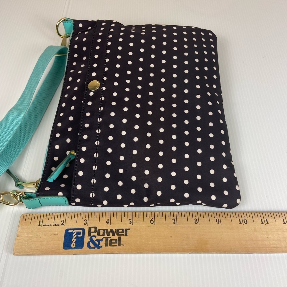 Fossil Black Polka Dot Coated Crossbody Aqua Strap Water Resistant - Picture 3 of 16